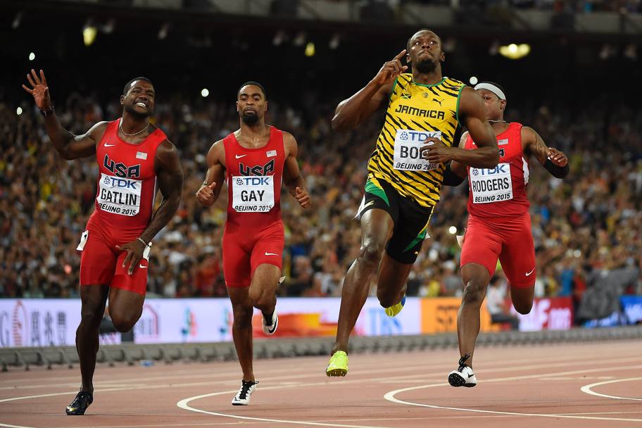 Boooooom! Dov&#39;era finito Bolt? Stava preparando la demolizione dei rivali. Gatlin chi? Il giamaicano a Pechino porta a casa tre ori mondiali supersonici, nei 100, nei 200 e nella 4x100. Afp
